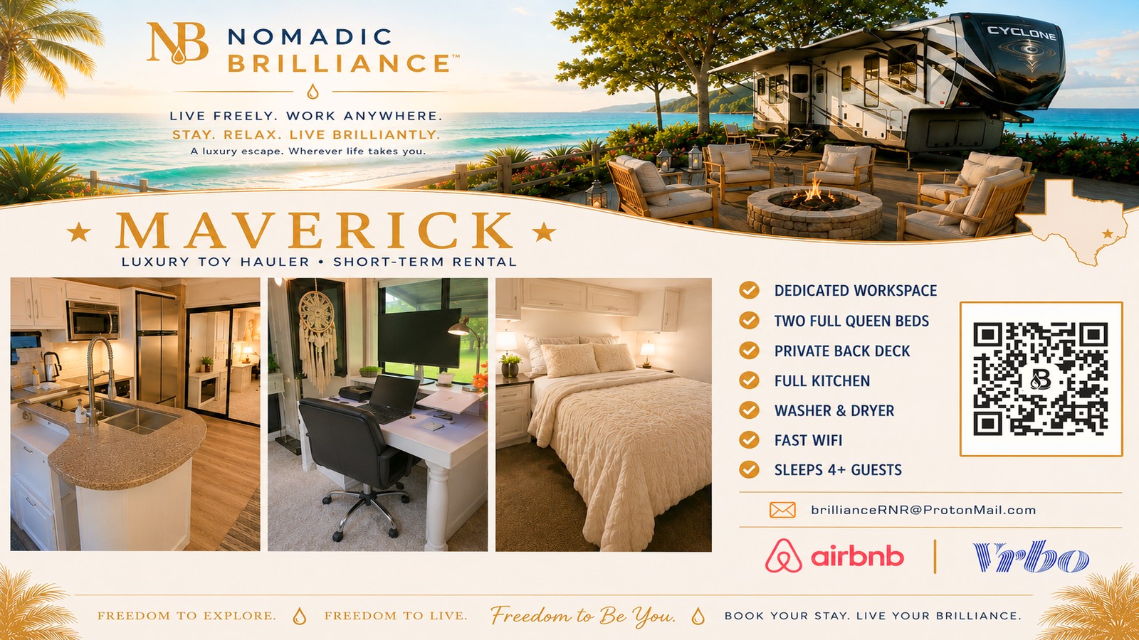 The Maverick — Luxury Toy Hauler, Short-Term Rental (book on Airbnb)