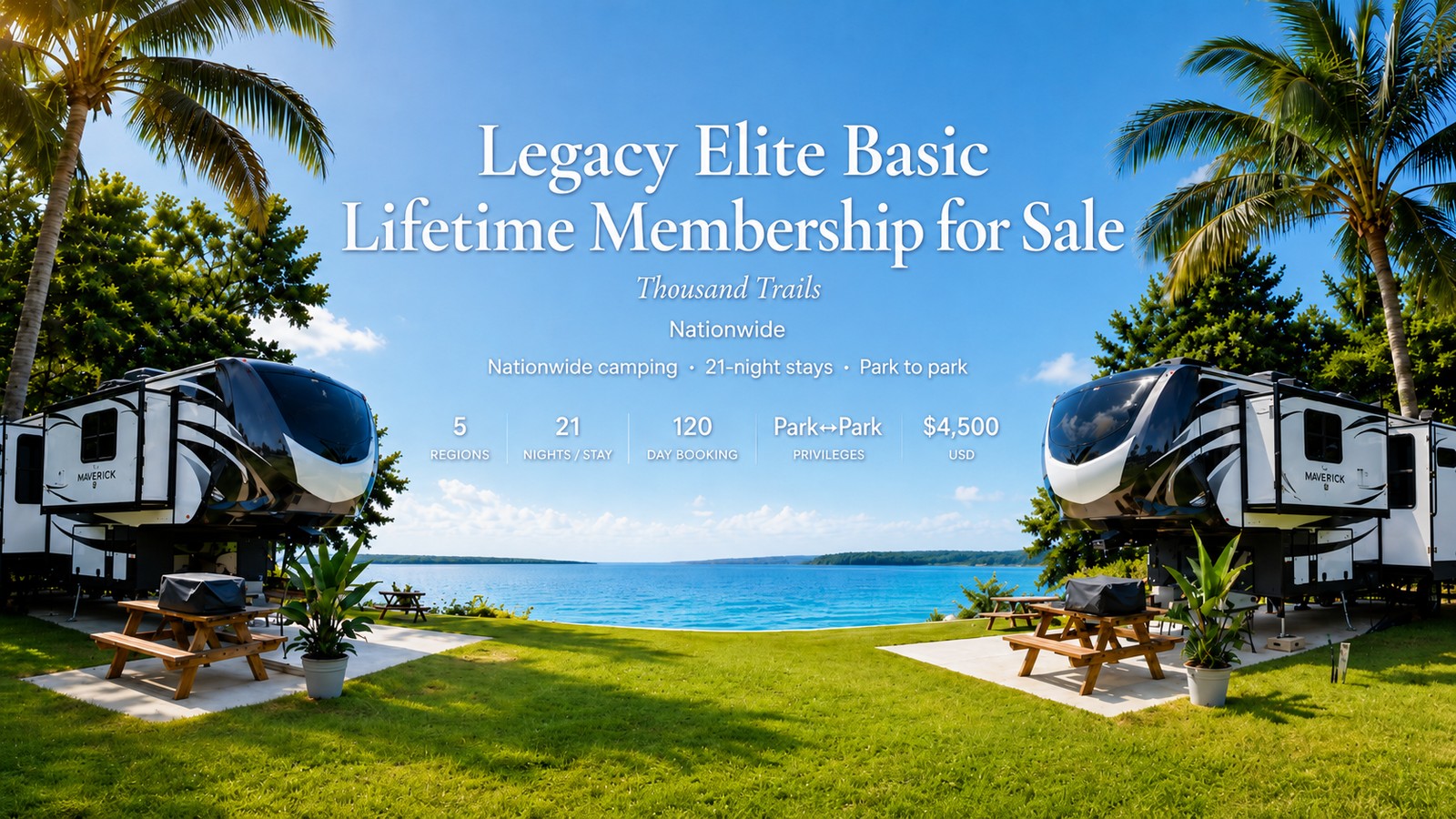 Legacy Elite Basic Lifetime Membership for Sale — Thousand Trails, nationwide